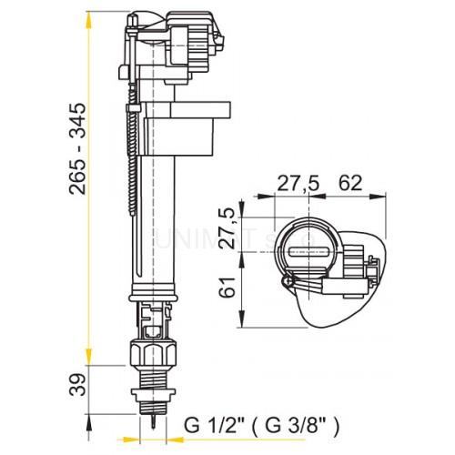 Napúšťací ventil spodný kovový závit A18 1/2"