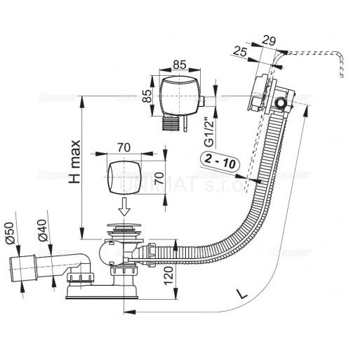 Sifón vaňový automat s napúšťaním prepadom kov A564KM3 100