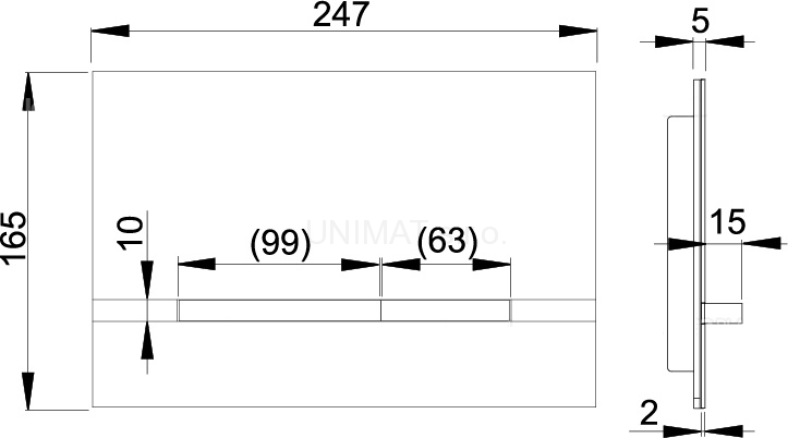 Ovládacie tlačidlo, nerez-lesk/čierna STRIPE-BLACK