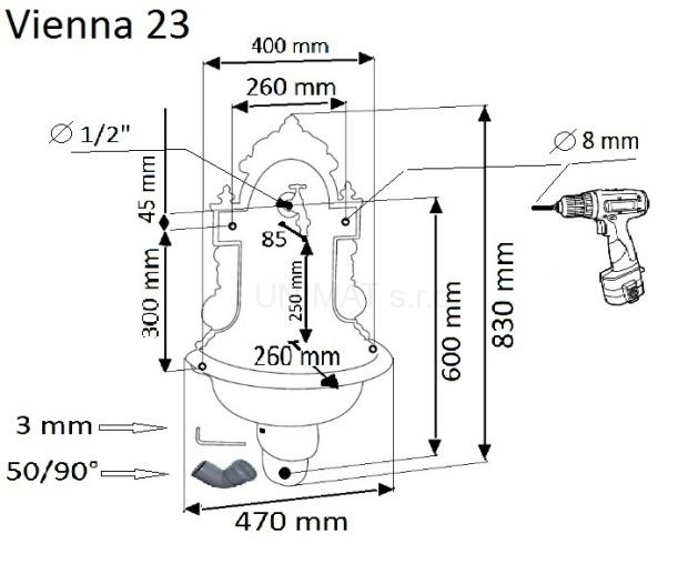 Ozdobná studňa Vienna 23/12 antický bronz