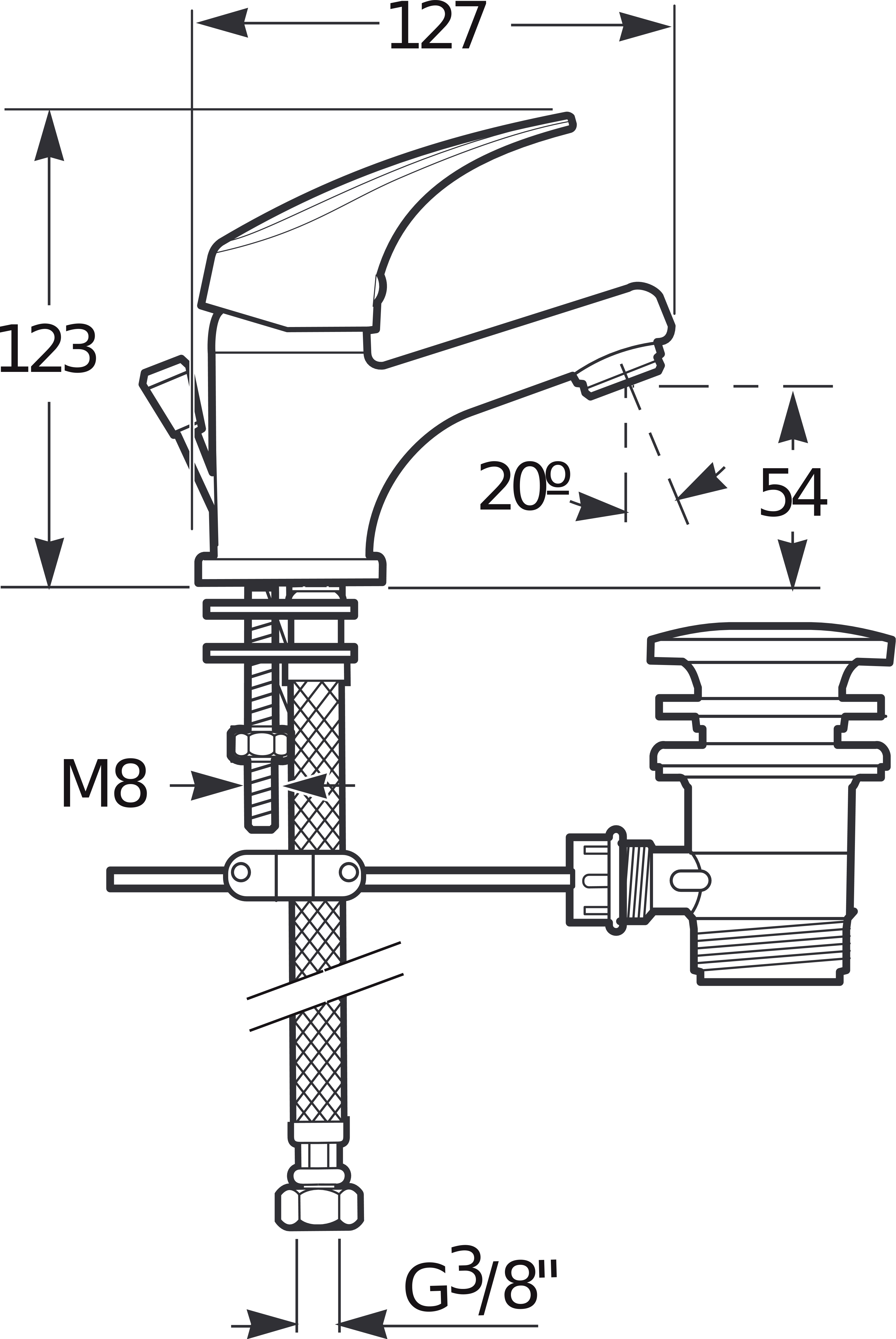TALAS-umývadlová stojančeková páková batéria s odpadom