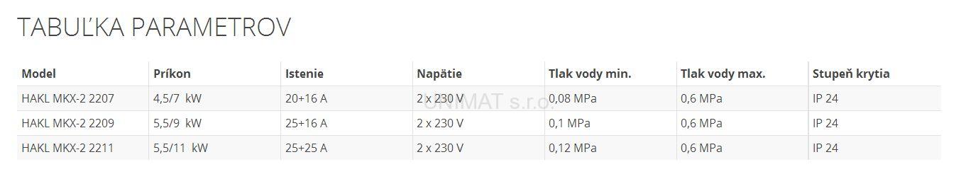 HAKL MKX 4,5-7 kW ohrievač vody