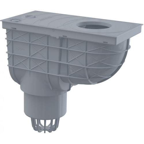 Univerzálny lapač strešných splavenín 300 × 155/110 priamy šedý AGV1S