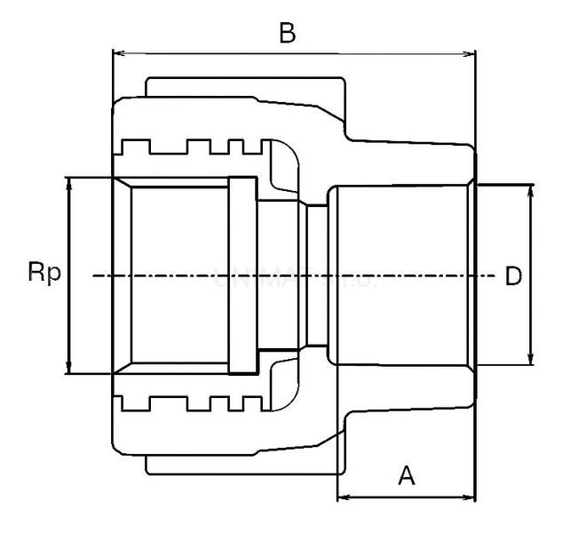 PPR Prechodka s kovovým závitom, vútorným, kríž 20x1/2"