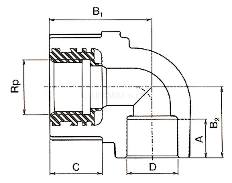 PPR Nástenné koleno pre sadrokartón 20×1/2"