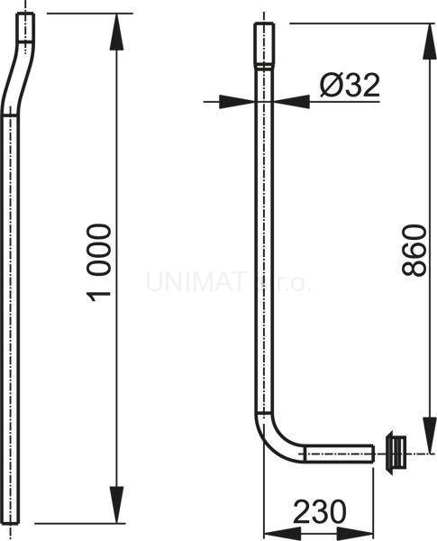 Trubica splachovacia delená Ø32 + vložka vrapová A950