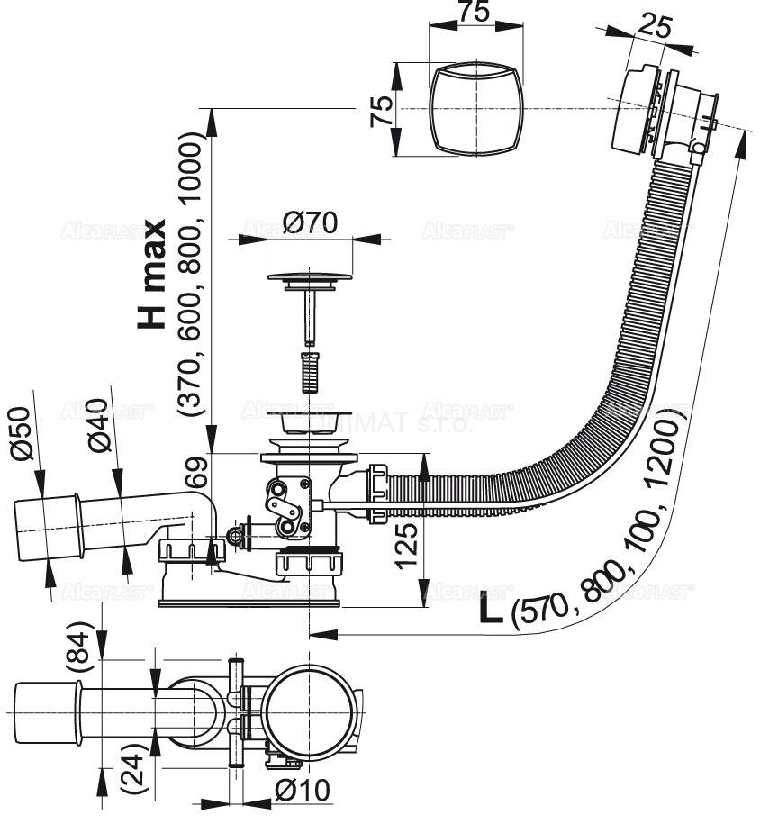 Sifón vaňový pre hydromasážne vane, chróm A566-112122