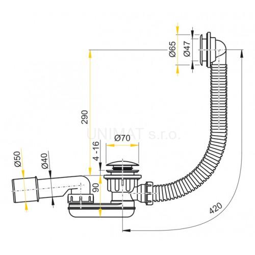 Sifón vaničkový click/clack A506KM