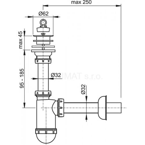 Sifón umývadlový Ø32 s plastovou mriežkou Ø63 A421