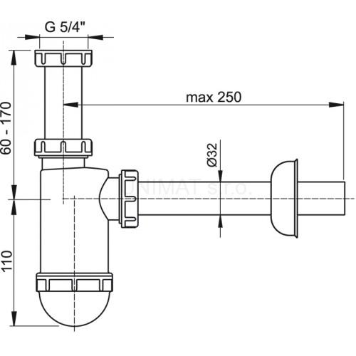 Sifón umývadlový Ø32 s prevlečnou maticou 5/4" A430