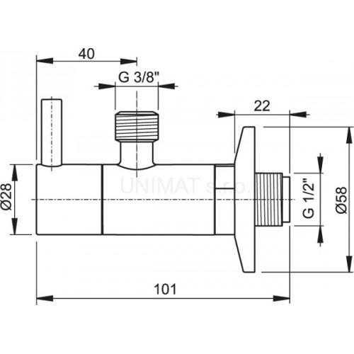 Ventil rohový s filtrom 1/2" × 3/8", guľatý ARV001