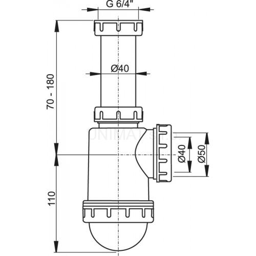 Sifón drezový s prevlečnou maticou 6/4" A443 Ø50/40