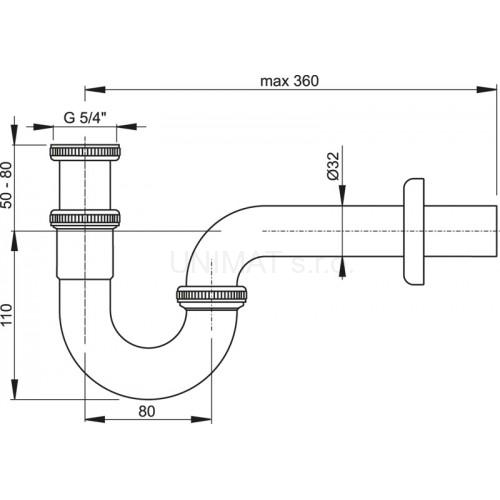 Sifón bidetový Ø32 kov A45E