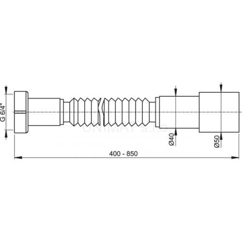 Flexi pripojenie 6/4" × 40/50 plast A770