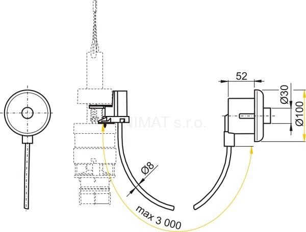 Oddialené pneumatické splachovanie ručné, biele, zabudovanie: do steny MPO10