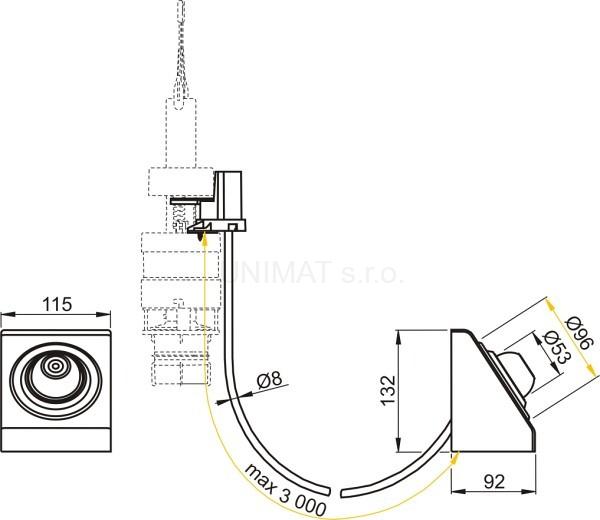 Oddialené pneumatické splachovanie nožné, kov, zabudovanie: na stenu MPO13