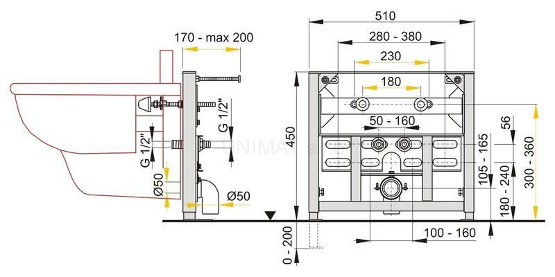 Montážny rám pre bidet (stavebná výška 0,45 m) A105/450