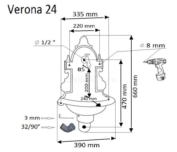 Ozdobná studňa Verona 24/09 farba umelého kameňa