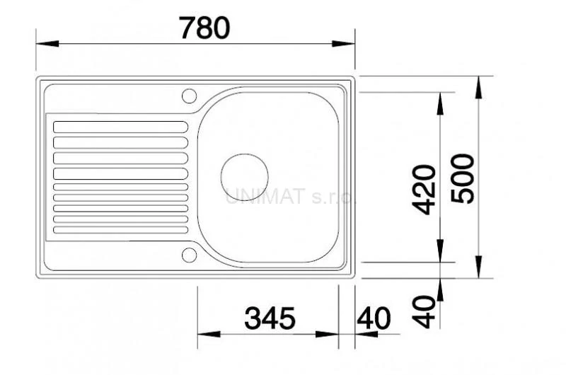 BLANCO TIPO 45 S COMPACT drez nerez 780X500 mm