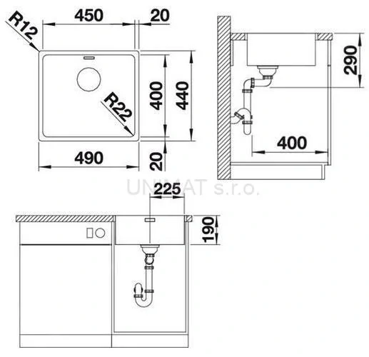 BLANCO ANDANO 450-IF hodvábny lesk 450x440mm
