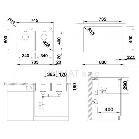 BLANCO ANDANO 340/340-IF hodvábny lesk 745x440mm
