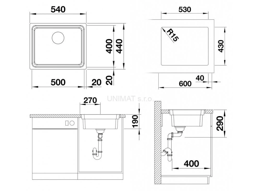 BLANCO ETAGON 500-IF hodvábny lesk 540x440mm