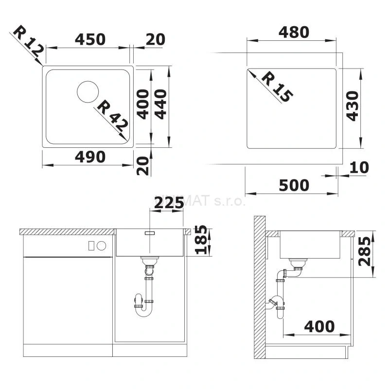BLANCO SOLIS 450-IF leštená nerez 450x440mm